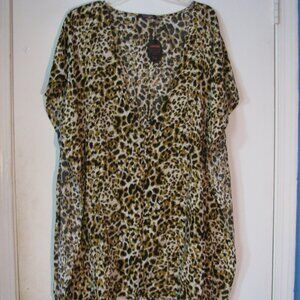 Adome Beach Cover Up Small NWT Oversized Leopard Animal Print Silky New